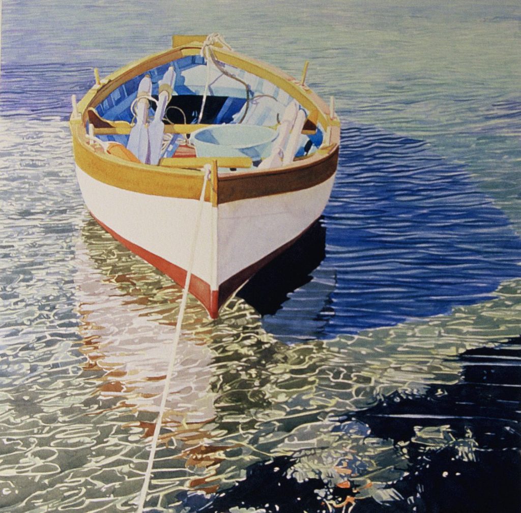 Acquerelle dal titolo "Barca in posa" delle dimensioni di cm. 60x60