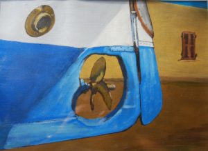 Paesaggi marini - Barca di poppa – olio su cartoncino telato 40x30 di Aldo Mingozzi