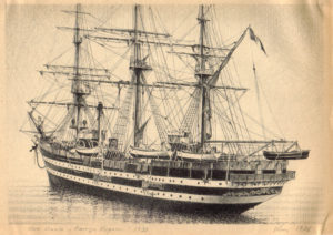 disegno di nave Amerigo Vespucci - velieri di lungo corso