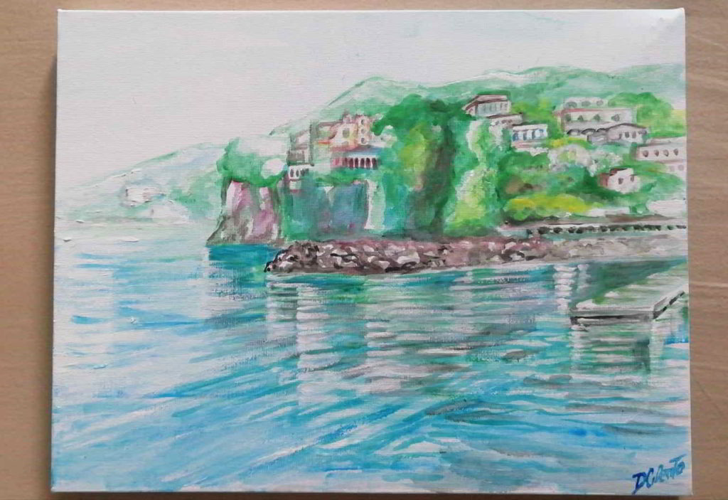 dipinto di paesaggio costiero napoletano